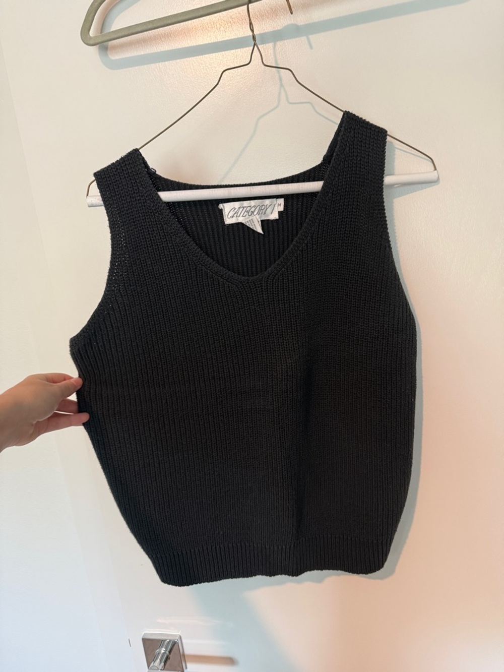 Black Knit V-Neck Tank Top